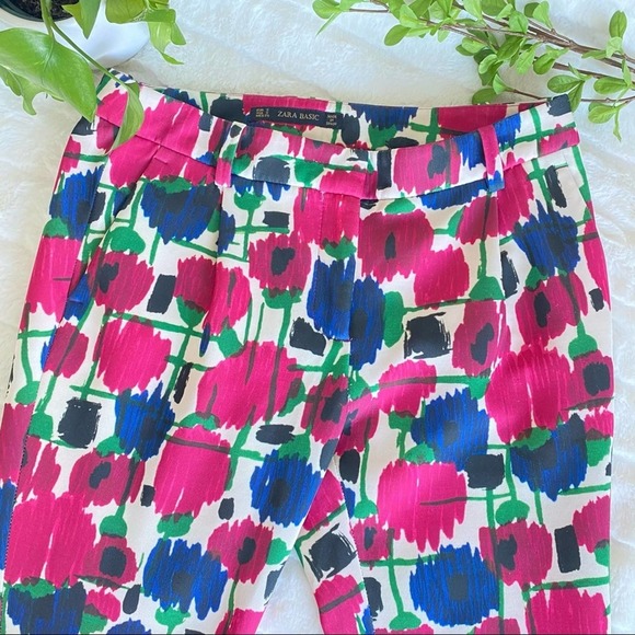 ZARA Abstract Floral Cigarette Pants Size Small - Picture 5 of 6